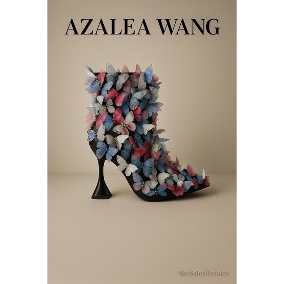 Azalea Wang Women’s Black Butterfly Embellished Heeled Boots Shoes Size 7.5 - Picture 1 of 12
